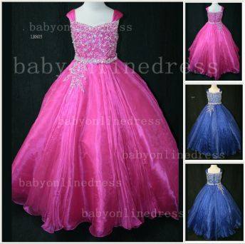 Wholesale Beautiful Junior Pageant Dresses Beaded Ball Gown Organza Gowns For Flower Girls For Sale LR805