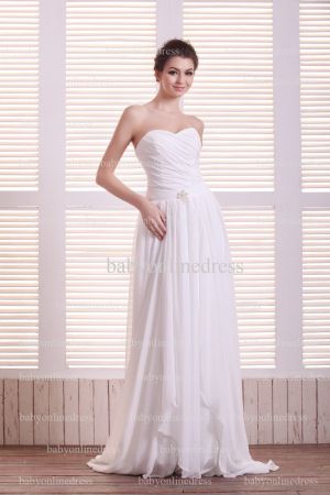 Simple Elegant Dresses For Bridesmaids Online 2021 Wholesale Sweetheart Ruched Long Chiffon Gowns BO0712