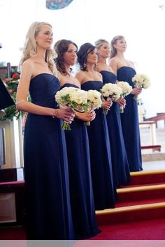 2021 Chic Royal Blue Long Chiffon Evening Bridesmaid Dresses