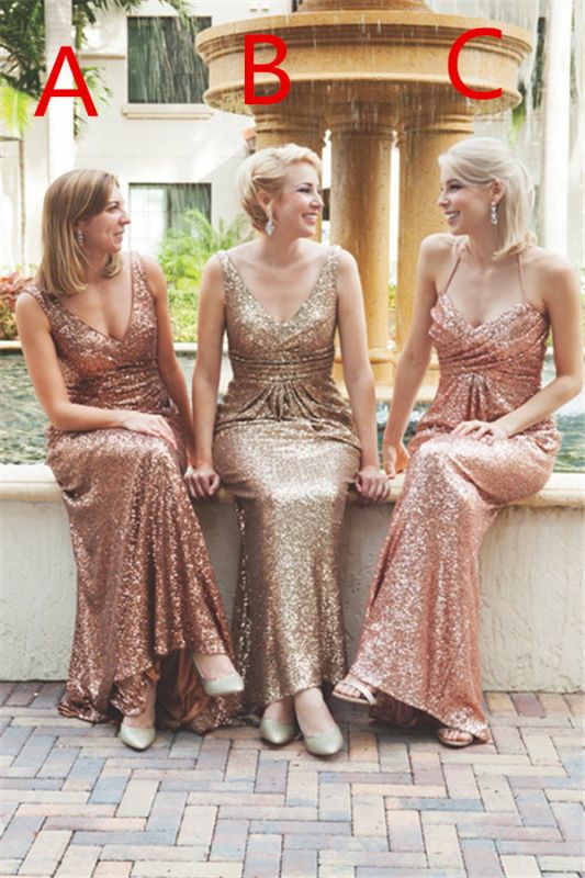 Simple Mermaid Sequined Party Dresses 2021 Different Styles Ruffles Bridesmaid Dress