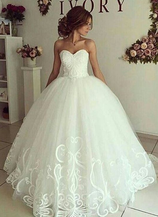 Elegant Ball-Gown Sweetheart-Neck Appliques Wedding Dresses