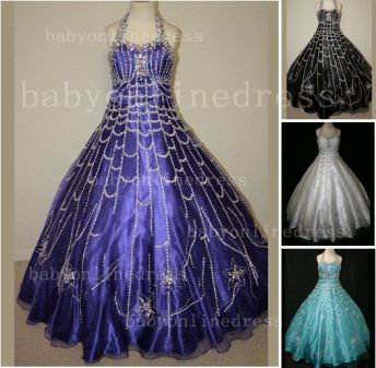 Unique Pageant Dresses For Girls Glitz Wholesale 2021 Beaded Rhinestone Ball Gown Flower Girls Dresses LR881