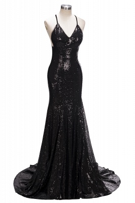 Sexy Shiny Sequins Prom Dresses 2021 Criss-cross Split Mermaid Evening Gowns_1