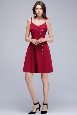Homecoming Sweetheart A-Line Straps Knee Length Dresses Spaghetti with Buttons_1