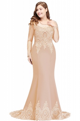 Elegant Lace Appliques Mermaid Prom Dresses | Sheer Neck Long Sleeves Evening Dresses BM0113_4