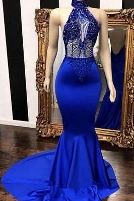 Sexy Royal Blue Prom Dresses | Halter Neck Backless Party Dresses_1