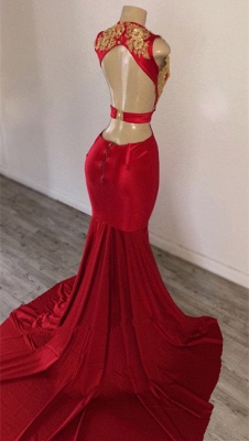 Sexy Sleeveless V-Neck Prom Dresses | Open-Back Mermaid 2021 Evening Dresses_2