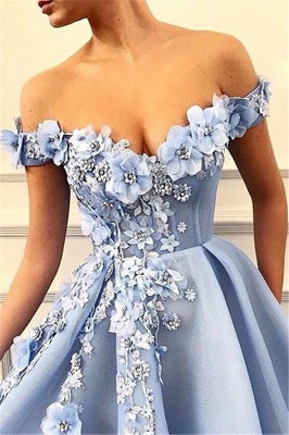 Off-The-Shoulder Appliques Elegant Sleeveless A-Line Flower Prom Dress BC2107_2
