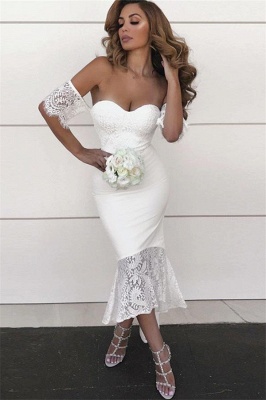 Simple Mermaid Hi-Lo Bridesmaid Dresses | Off-the-Shoulder Maid of the Honor Dress_3