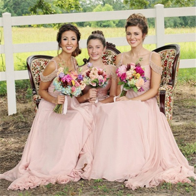 Delicate A-line Chiffon Floor-length Bridesmaid Dress with Beadings_3
