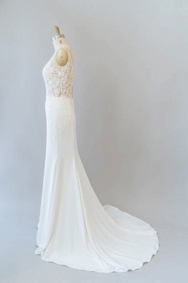 Cheap Floor Length Lace Chiffon Sheath Wedding Gowns_4