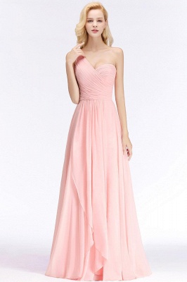 Ruffled One-Shoulder Pink Zipper Floor-length Sleeveless Modest Bridesmaid Dress_6