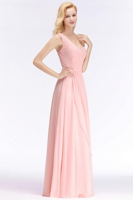 Ruffled One-Shoulder Pink Zipper Floor-length Sleeveless Modest Bridesmaid Dress_5