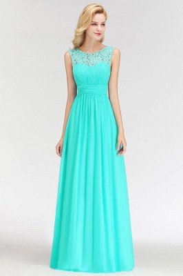 Sleeveless Chiffon Elegant Long Lace Scoop Bridesmaid Dress_7