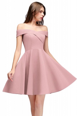 A-Line Length Knee Off-the-Shoulder Sweetheart Homecoming Dresses_1