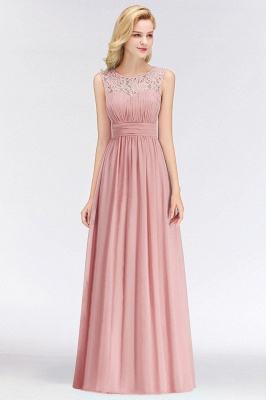 Sleeveless Chiffon Elegant Long Lace Scoop Bridesmaid Dress_4