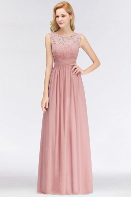Sleeveless Chiffon Elegant Long Lace Scoop Bridesmaid Dress_2