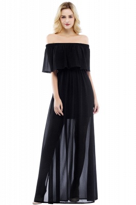 Chiffon Off-the-shoulder Length A-line Black Floor Bridesmaid Dresses_6