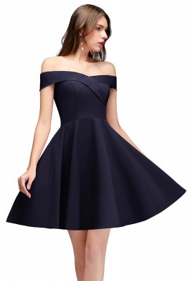 A-Line Length Knee Off-the-Shoulder Sweetheart Homecoming Dresses_3