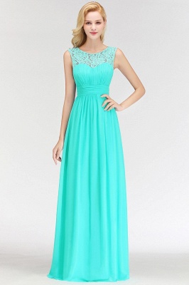 Sleeveless Chiffon Elegant Long Lace Scoop Bridesmaid Dress_8