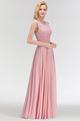Chiffon Lace Sleeveless Scoop Gorgeous Long Floor-Length Bridesmaid Dress_2