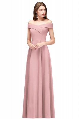 Burgundy A-line Long Off-the-Shoulder Evening Gowns_1