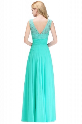 Chiffon Lace Sleeveless Scoop Gorgeous Long Floor-Length Bridesmaid Dress_5