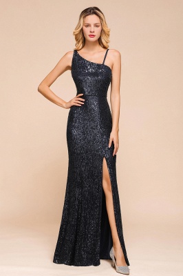 Sexy One-shoulder Sequined Front-slit Floor-length Sheath Prom Dresses_1