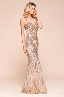 Straps Scoop Floor-length  Fitted Full-back Mermaid Sequin Luxury Beading Prom Dresses_4