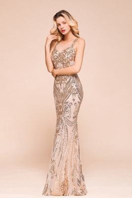 Straps Scoop Floor-length  Fitted Full-back Mermaid Sequin Luxury Beading Prom Dresses_3