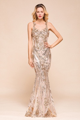 Straps Scoop Floor-length  Fitted Full-back Mermaid Sequin Luxury Beading Prom Dresses_1