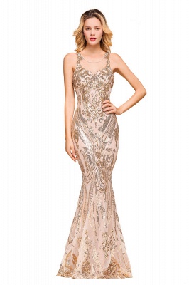 Straps Scoop Floor-length  Fitted Full-back Mermaid Sequin Luxury Beading Prom Dresses_5