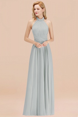 A-line Halter Fashion Sleeveless Floor-length Chiffon Backless Bridesmaid Dress_1