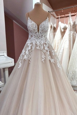 Cheap Lace Tulle Floor Length Wedding Gowns Backless
