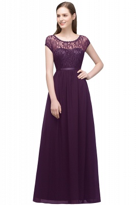 Lace Sleeves Short Floor-length Bridesmaid A-line Dresses with Sash_2