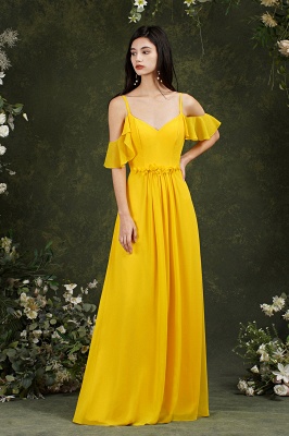 Charming Yellow Sweetheart Spaghetti Straps A-Line Backless Bridesmaid Dress With Pockets_6