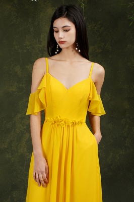 Charming Yellow Sweetheart Spaghetti Straps A-Line Backless Bridesmaid Dress With Pockets_9