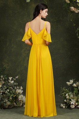 Charming Yellow Sweetheart Spaghetti Straps A-Line Backless Bridesmaid Dress With Pockets_8