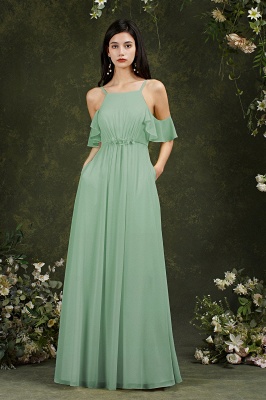 Stunning A-Line Off-the-Shoulder Chiffon Ruffles Bridesmaid Dress With Pockets_4