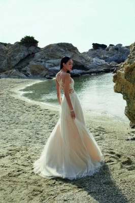 Elegant Ivory Sweetheart Sleeveless Column Lace Wedding Dress_2