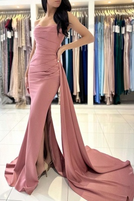 Sexy Pink Floor Length Tiered Strapless Prom Dress with Ruffles_2
