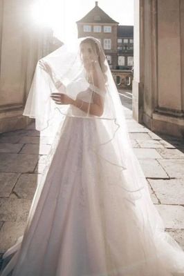 Charming Straps Off the Shoulder Floor Length A-Line Wedding Dress_2