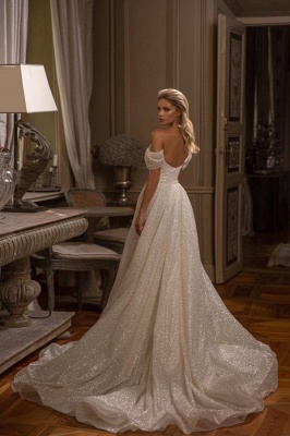 Noble Strapless Capsleeves A-line Light Silk-Like Wedding Dresses_2