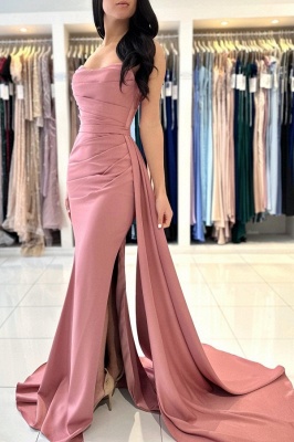 Sexy Pink Floor Length Tiered Strapless Prom Dress with Ruffles