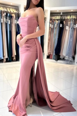 Sexy Pink Floor Length Tiered Strapless Prom Dress with Ruffles_3