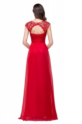 Long Chiffon Lace Open Back A-line Beaded Capped-Sleeves Party Dresses_6