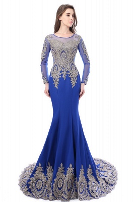 Elegant Lace Appliques Mermaid Prom Dresses | Sheer Neck Long Sleeves Evening Dresses BM0113_6