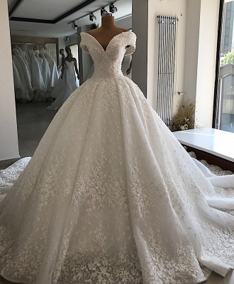 Appliques Ball-Gown Off-the-shoulder Elegant Wedding Dresses_1