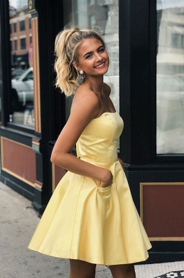 Strapless Sweet Short A-line Homecoming Dresses_2