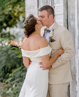 Off The Shoulder Sweetheart Sheath wedding Dresses | Floor Length Beach Bridal Gown_5